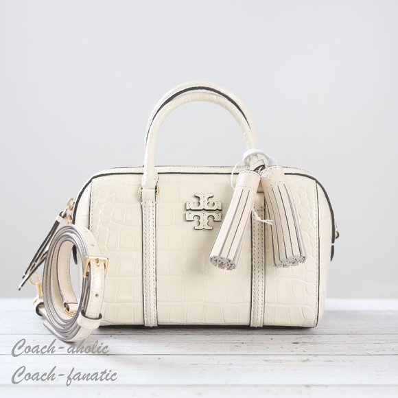NWT Tory Burch 153463 Thea Mini Satchel Embossed Leather Crossbody in New Cream - Picture 1 of 12